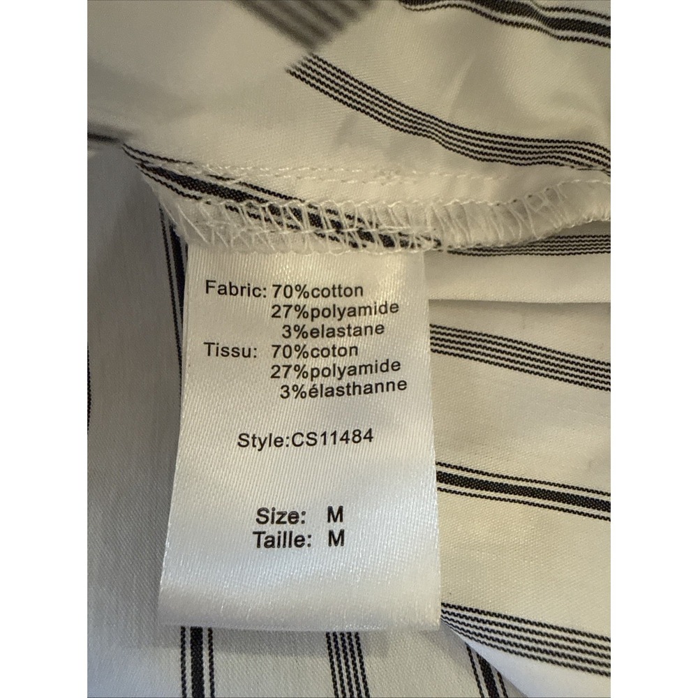 Elan Striped Crop Button Down Blouse Women's Size Medium Office Minimalist White - Picture 9 of 10